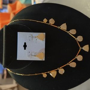 (#244) NWOT Kate Spade 2pc light peach jeweled necklace & earrings set